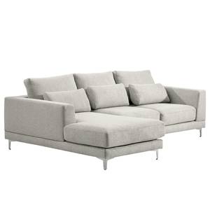 Ecksofa Aniaro Webstoff Maila: Hellgrau - Longchair davorstehend links - Aluminium