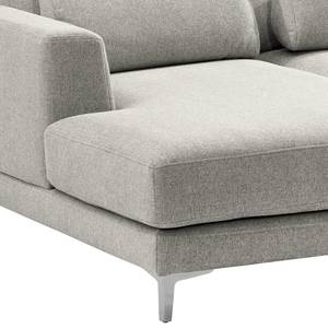 Ecksofa Aniaro Webstoff Maila: Hellgrau - Longchair davorstehend links - Aluminium