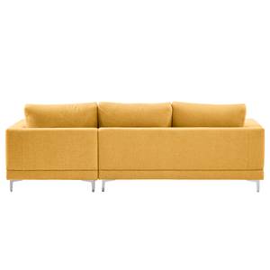 Ecksofa Aniaro Webstoff Maila: Gelb - Longchair davorstehend rechts - Aluminium