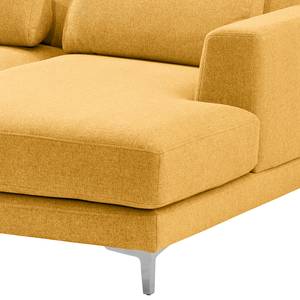 Ecksofa Aniaro Webstoff Maila: Gelb - Longchair davorstehend rechts - Aluminium