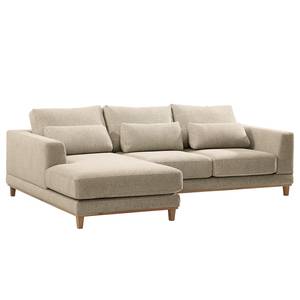 Ecksofa Aniaro Webstoff Maila: Beige - Longchair davorstehend links - Buche