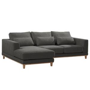 Ecksofa Aniaro Webstoff Maila: Anthrazit - Longchair davorstehend links - Buche