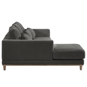 Ecksofa Aniaro Webstoff Maila: Anthrazit - Longchair davorstehend links - Buche