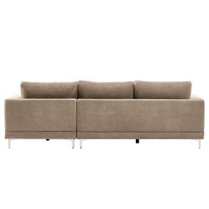 Ecksofa Aniaro Cordstoff Poppy: Taupe - Longchair davorstehend rechts - Aluminium