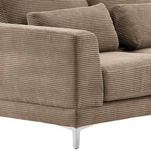 Ecksofa Aniaro Cordstoff Poppy: Taupe - Longchair davorstehend rechts - Aluminium