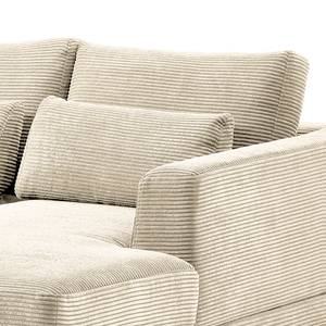 Ecksofa Aniaro Cordstoff Poppy: Beige  - Longchair davorstehend rechts - Aluminium