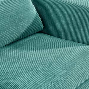 Hoekbank Aniaro Corduroy Poppy: Turquoise - Longchair vooraanzicht links - Aluminium