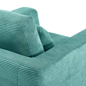 Hoekbank Aniaro Corduroy Poppy: Turquoise - Longchair vooraanzicht links - Aluminium