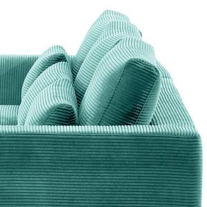 Hoekbank Aniaro Corduroy Poppy: Turquoise - Longchair vooraanzicht links - Aluminium