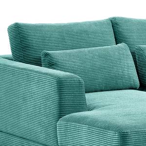 Hoekbank Aniaro Corduroy Poppy: Turquoise - Longchair vooraanzicht links - Aluminium