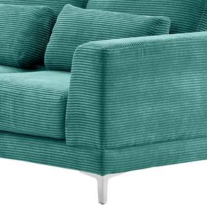 Hoekbank Aniaro Corduroy Poppy: Turquoise - Longchair vooraanzicht links - Aluminium