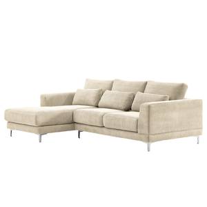 Ecksofa Aniaro Cordstoff Poppy: Beige  - Longchair davorstehend links - Aluminium