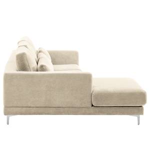 Hoekbank Aniaro Corduroy Poppy: Beige - Longchair vooraanzicht links - Aluminium