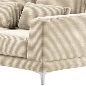 Hoekbank Aniaro Corduroy Poppy: Beige - Longchair vooraanzicht links - Aluminium