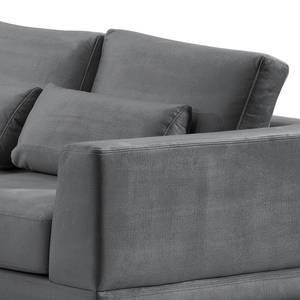 Ecksofa Aniaro Samt Onoli: Anthrazit - Longchair davorstehend links - Buche