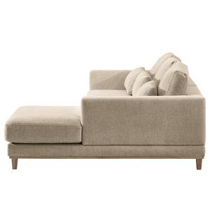 Ecksofa Aniaro Webstoff Maila: Beige - Longchair davorstehend rechts - Buche