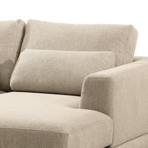 Ecksofa Aniaro Webstoff Maila: Beige - Longchair davorstehend rechts - Buche