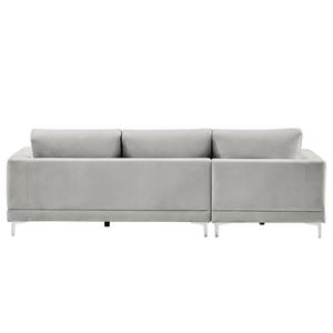 Ecksofa Aniaro Samt Onoli: Hellgrau - Longchair davorstehend links - Aluminium