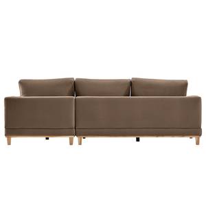 Ecksofa Aniaro Samt Onoli: Braun - Longchair davorstehend rechts - Buche