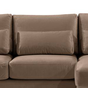 Ecksofa Aniaro Samt Onoli: Braun - Longchair davorstehend rechts - Buche