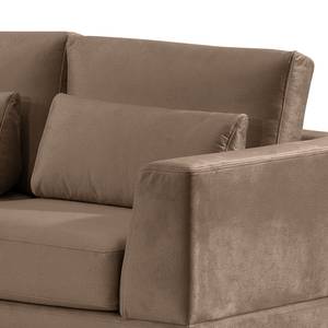 Ecksofa Aniaro Samt Onoli: Braun - Longchair davorstehend links - Aluminium