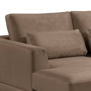 Ecksofa Aniaro Samt Onoli: Braun - Longchair davorstehend links - Aluminium