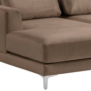 Ecksofa Aniaro Samt Onoli: Braun - Longchair davorstehend links - Aluminium