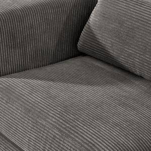 Ecksofa Aniaro Cordstoff Poppy: Grau - Longchair davorstehend rechts - Aluminium