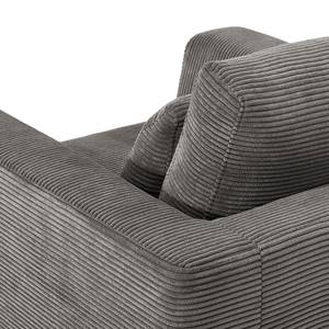 Ecksofa Aniaro Cordstoff Poppy: Grau - Longchair davorstehend rechts - Aluminium