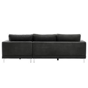 Ecksofa Aniaro Cordstoff Poppy: Anthrazit - Longchair davorstehend rechts - Aluminium