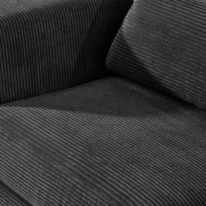 Ecksofa Aniaro Cordstoff Poppy: Anthrazit - Longchair davorstehend rechts - Aluminium