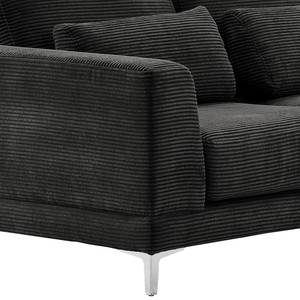 Ecksofa Aniaro Cordstoff Poppy: Anthrazit - Longchair davorstehend rechts - Aluminium