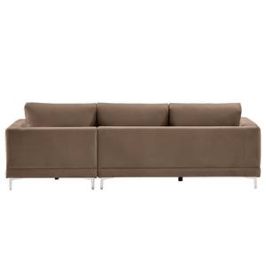 Ecksofa Aniaro Samt Onoli: Braun - Longchair davorstehend rechts - Aluminium