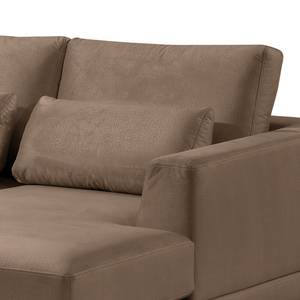 Ecksofa Aniaro Samt Onoli: Braun - Longchair davorstehend rechts - Aluminium