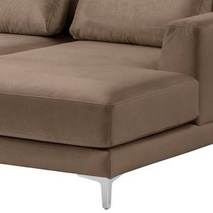 Ecksofa Aniaro Samt Onoli: Braun - Longchair davorstehend rechts - Aluminium