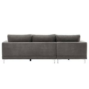 Ecksofa Aniaro Cordstoff Poppy: Grau - Longchair davorstehend links - Aluminium