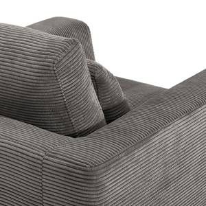 Ecksofa Aniaro Cordstoff Poppy: Grau - Longchair davorstehend links - Aluminium