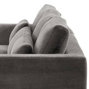 Ecksofa Aniaro Cordstoff Poppy: Grau - Longchair davorstehend links - Aluminium