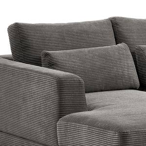 Ecksofa Aniaro Cordstoff Poppy: Grau - Longchair davorstehend links - Aluminium