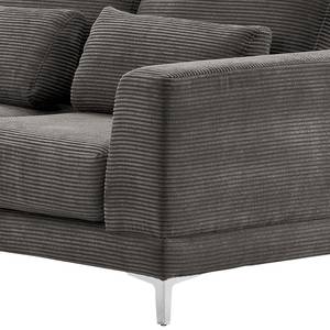 Ecksofa Aniaro Cordstoff Poppy: Grau - Longchair davorstehend links - Aluminium