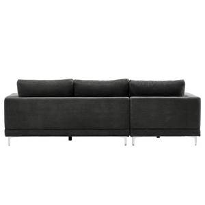 Ecksofa Aniaro Cordstoff Poppy: Anthrazit - Longchair davorstehend links - Aluminium