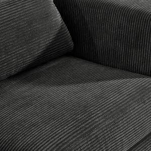 Ecksofa Aniaro Cordstoff Poppy: Anthrazit - Longchair davorstehend links - Aluminium