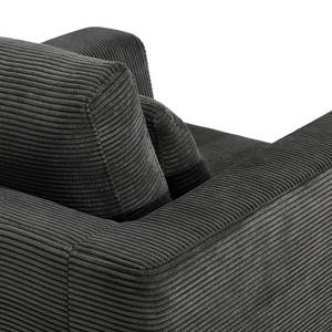 Ecksofa Aniaro Cordstoff Poppy: Anthrazit - Longchair davorstehend links - Aluminium