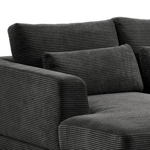 Ecksofa Aniaro Cordstoff Poppy: Anthrazit - Longchair davorstehend links - Aluminium