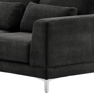 Ecksofa Aniaro Cordstoff Poppy: Anthrazit - Longchair davorstehend links - Aluminium