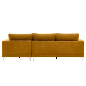 Ecksofa Aniaro Cordstoff Poppy: Senfgelb - Longchair davorstehend rechts - Aluminium