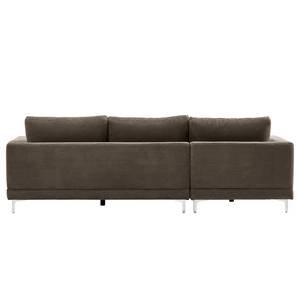 Ecksofa Aniaro Cordstoff Poppy: Braun - Longchair davorstehend links - Aluminium