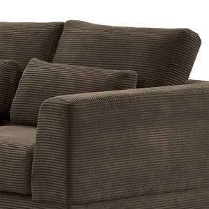 Ecksofa Aniaro Cordstoff Poppy: Braun - Longchair davorstehend links - Aluminium