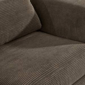 Ecksofa Aniaro Cordstoff Poppy: Braun - Longchair davorstehend links - Aluminium