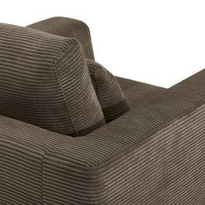 Ecksofa Aniaro Cordstoff Poppy: Braun - Longchair davorstehend links - Aluminium